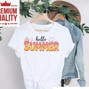 Funny Retro Hello Summer Ice Cream Drip Tshirt