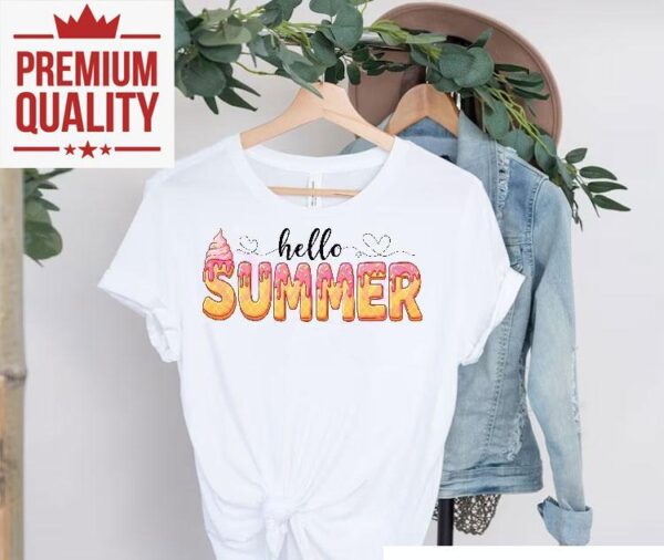 Funny Retro Hello Summer Ice Cream Drip Shirt