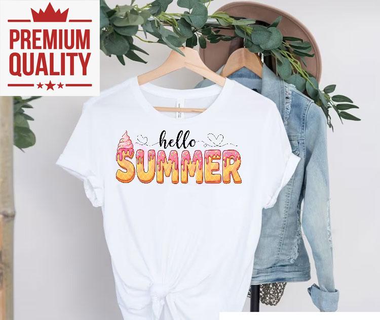 Funny Retro Hello Summer Ice Cream Drip Shirt 4 Funny Retro Hello Summer Ice Cream Drip Tshirt