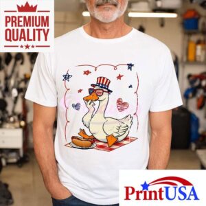 America Goose Hotdog Fun Th Of July Goose Tshirt