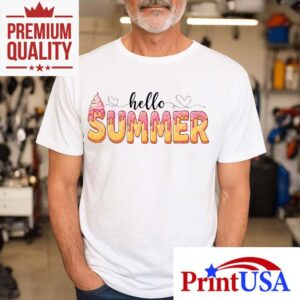 Funny Retro Hello Summer Ice Cream Drip Tshirt