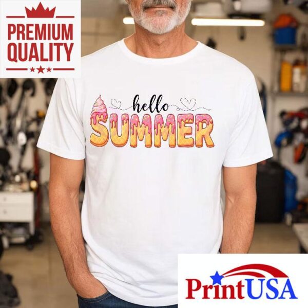 Funny Retro Hello Summer Ice Cream Drip Shirt