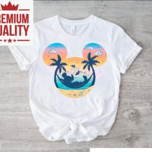 Retro Mickey Summer Vibes Tropical Disney Beach Tshirt