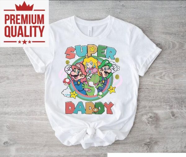 Super Daddy Design Gamer Dad Super Mario Shirt