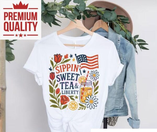 Celebrate freedom with floral summer vibes t-shirt