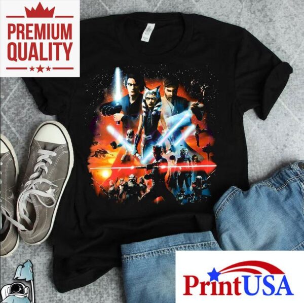 Clone Wars character designs featured on this cool t-shirt