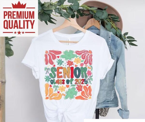 Retro Floral Graduation Senior 2025 Celebration Summer Shirt