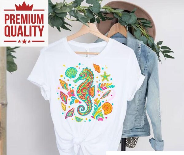 Vibrant ocean themed summer style t-shirt