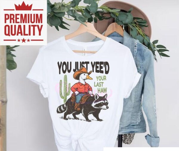Your final showdown ends with this wild west raccoon t-shirt