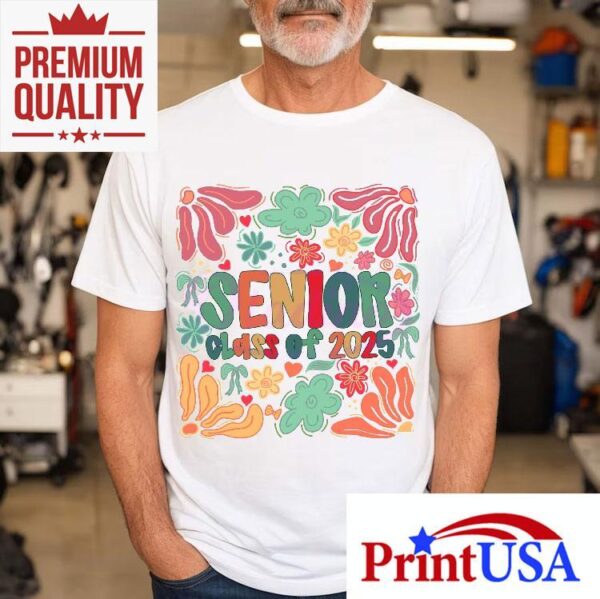 Retro Floral Graduation Senior 2025 Celebration Summer Shirt