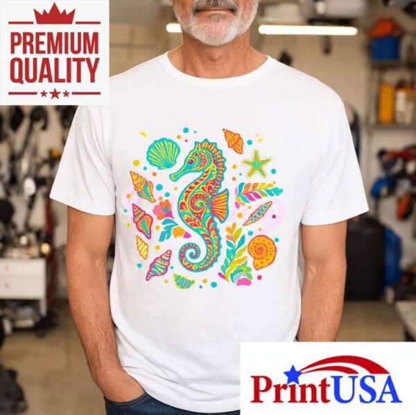Vibrant ocean themed summer style t-shirt
