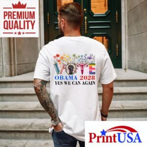 Obama Floral Design Yes We Can Vintage Style T Tshirt