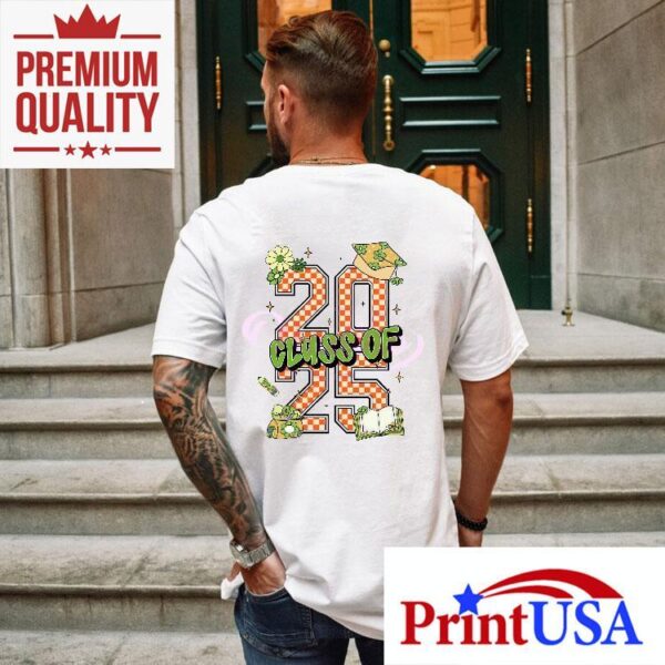 Retro Checkered Class Of 2025 Graduation School Supplies Shirt