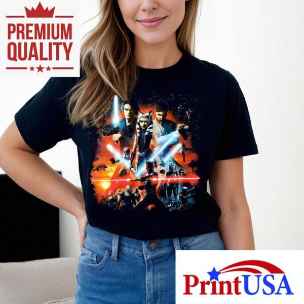 Clone Wars character designs featured on this cool t-shirt
