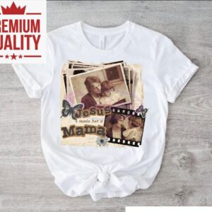 Jesus Made Her A Mama Christian Retro Scrapbook Aesthetic Tshirt