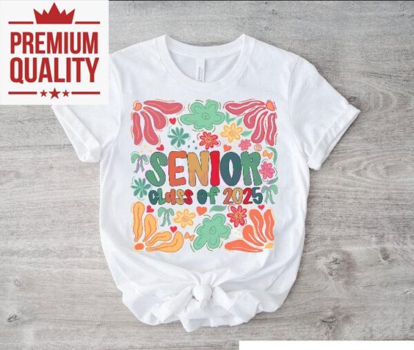 Retro Floral Graduation Senior 2025 Celebration Summer Shirt