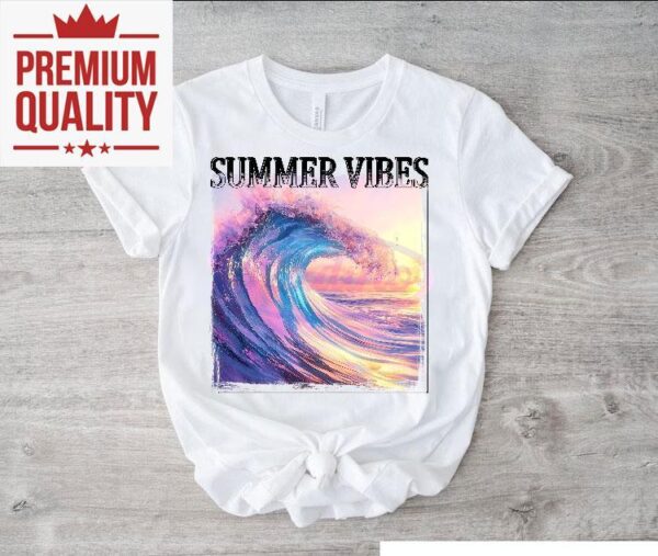 Vibrant beach sunset design on a cool t-shirt