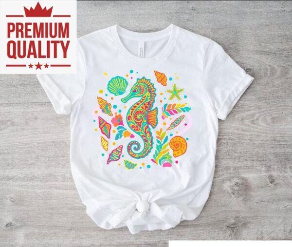 Vibrant ocean themed summer style t-shirt