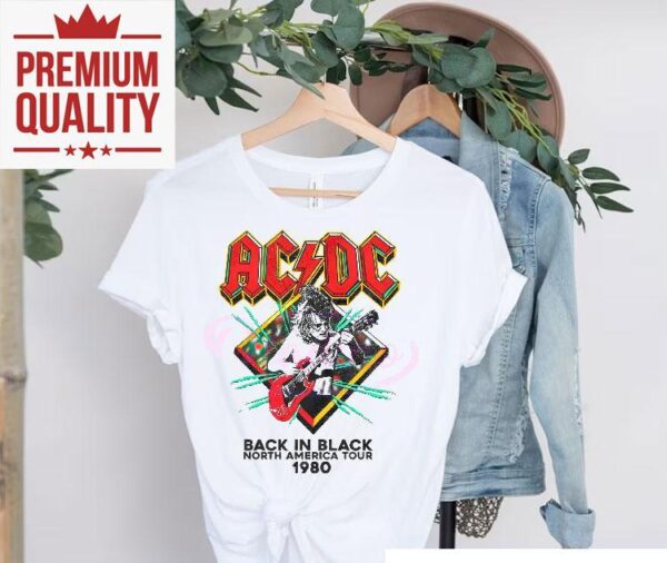 Acdc Back In Black North America Rock Tour 1980 Band Shirt