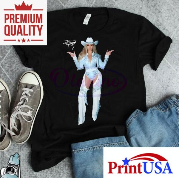 Beyonce Cowgirl Pose White Fringe Bodysuit Western Tour Outfit Shirt