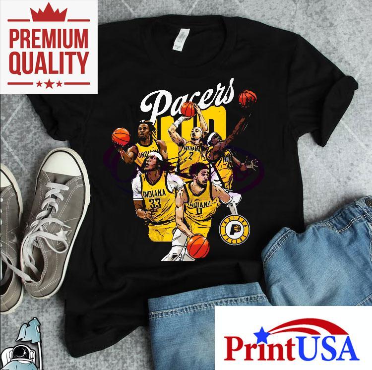 Indiana Pacers Starting Five Basketball Team Illustration Shirt 4 Indiana Pacers Starting Five Basketball Team Illustration Tshirt