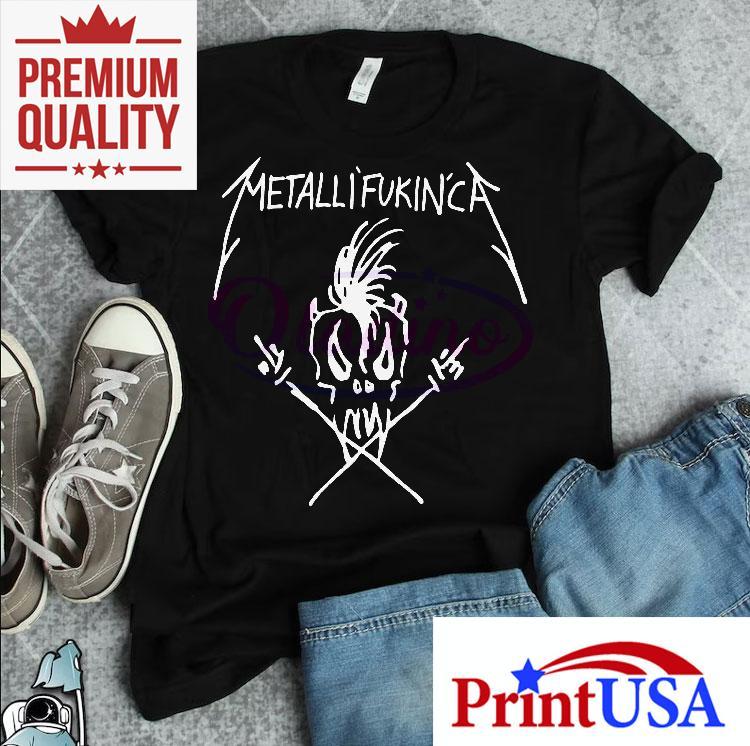  Metallica Metallifukinca Skull Punk Hand Sign Tshirt