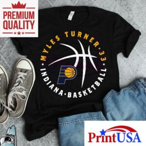 Myles Turner Indiana Pacers Basketball Player Ball Tshirt