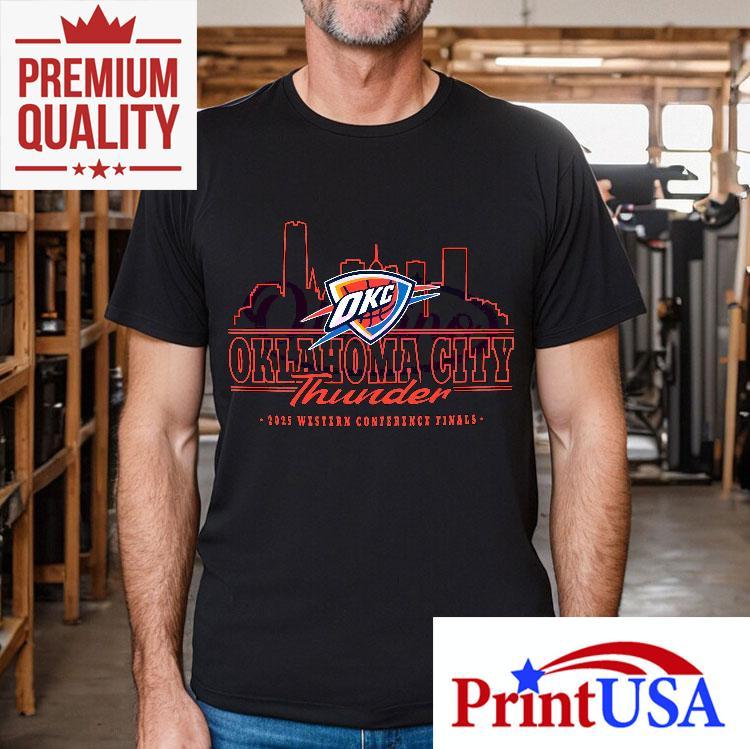 Okc Thunder 2025 Western Conference Finals Skyline Shirt 4 Okc Thunder Western Conference Finals Skyline Tshirt
