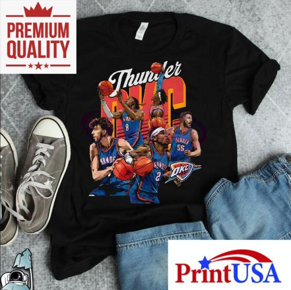 Oklahoma City Thunder Starting Five Basketball Team Art 2025 Shirt