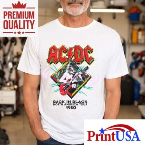 Acdc Back In Black North America Rock Tour Band Tshirt