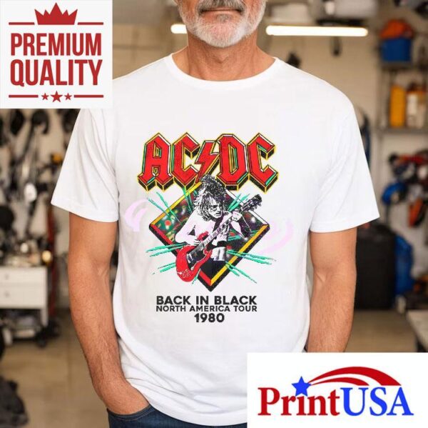 Acdc Back In Black North America Rock Tour 1980 Band Shirt