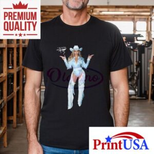 Beyonce Cowgirl Pose White Fringe Bodysuit Western Tour Outfi Tshirt