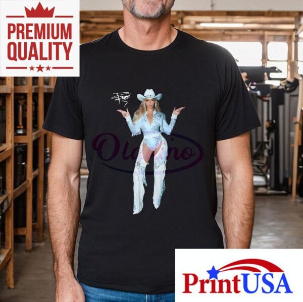 Beyonce Cowgirl Pose White Fringe Bodysuit Western Tour Outfit Shirt