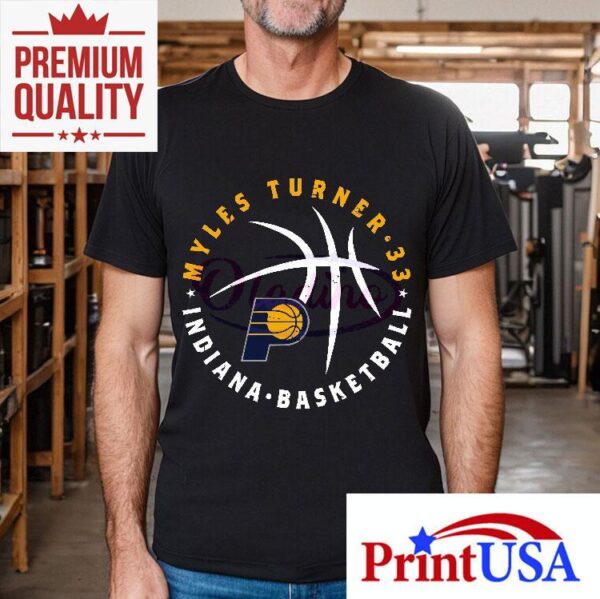 Myles Turner Indiana Pacers Basketball Player Ball Shirt
