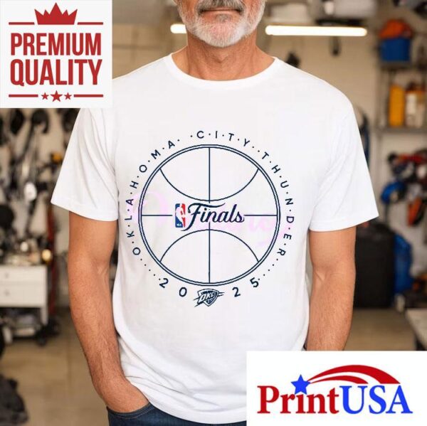 Oklahoma City Thunder 2025 Nba Finals Basketball Outline Logo Shirt