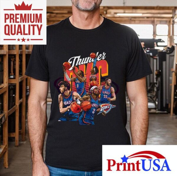 Oklahoma City Thunder Starting Five Basketball Team Art 2025 Shirt