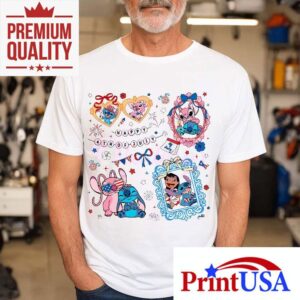 Stitch And Friends Happy Th Of July Coquette Bow Tshirt