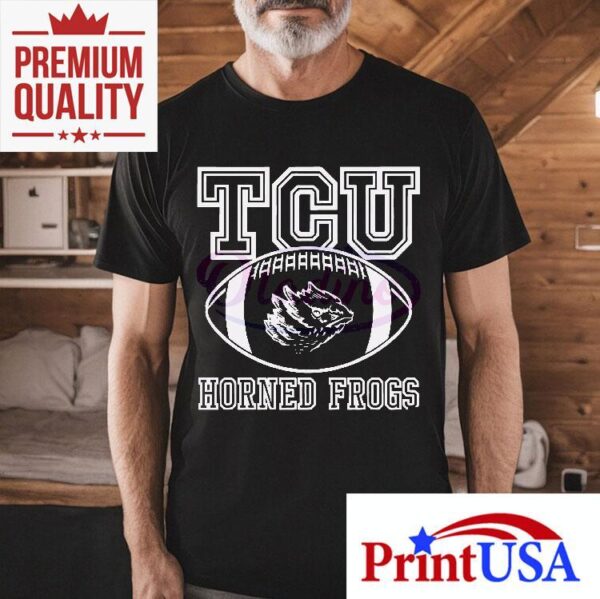 Tcu Horned Frogs Retro Football Logo Graphic Shirt