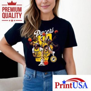 Indiana Pacers Starting Five Basketball Team Illustration Tshirt