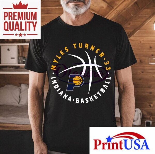 Myles Turner Indiana Pacers Basketball Player Ball Shirt