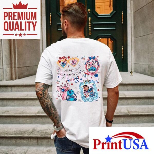 Stitch And Friends Happy 4th Of July Coquette Bow Shirt