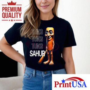Tung Tung Tung Sahur Brainrot Meme Character With Stick Funny Tshirt