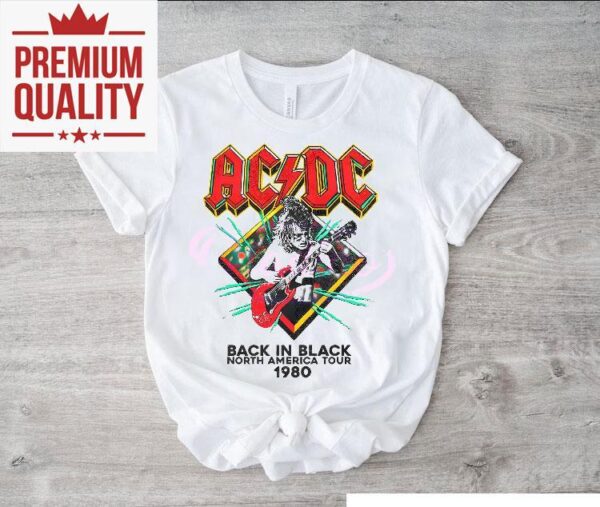 Acdc Back In Black North America Rock Tour 1980 Band Shirt