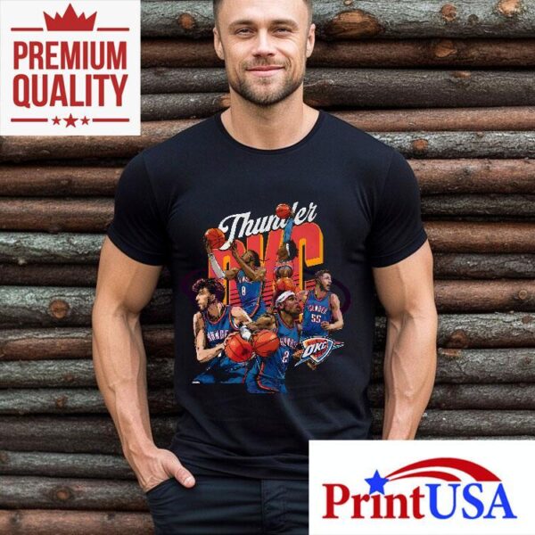 Oklahoma City Thunder Starting Five Basketball Team Art 2025 Shirt