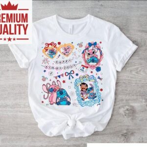 Stitch And Friends Happy Th Of July Coquette Bow Tshirt