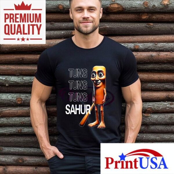 Tung Tung Tung Sahur Brainrot Meme Character With Stick Funny Shirt